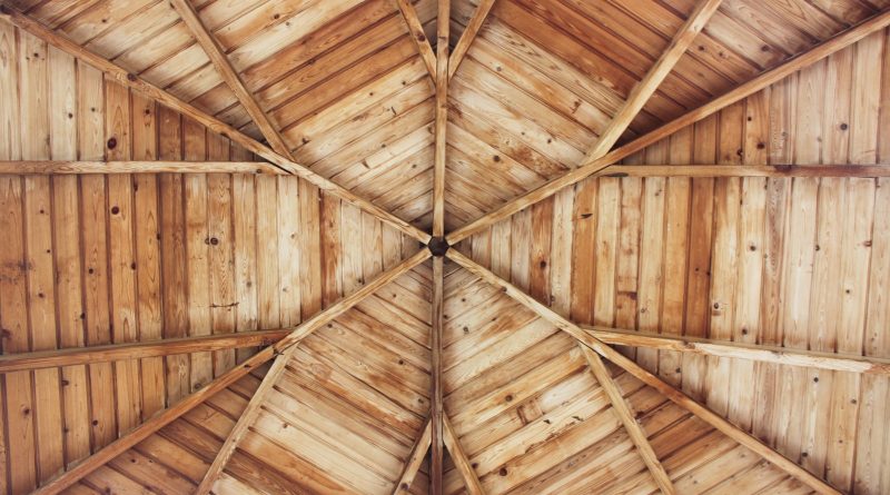 brown wooden ceiling surface