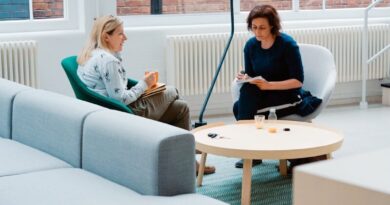 two woman sits on sofa chairs inside house